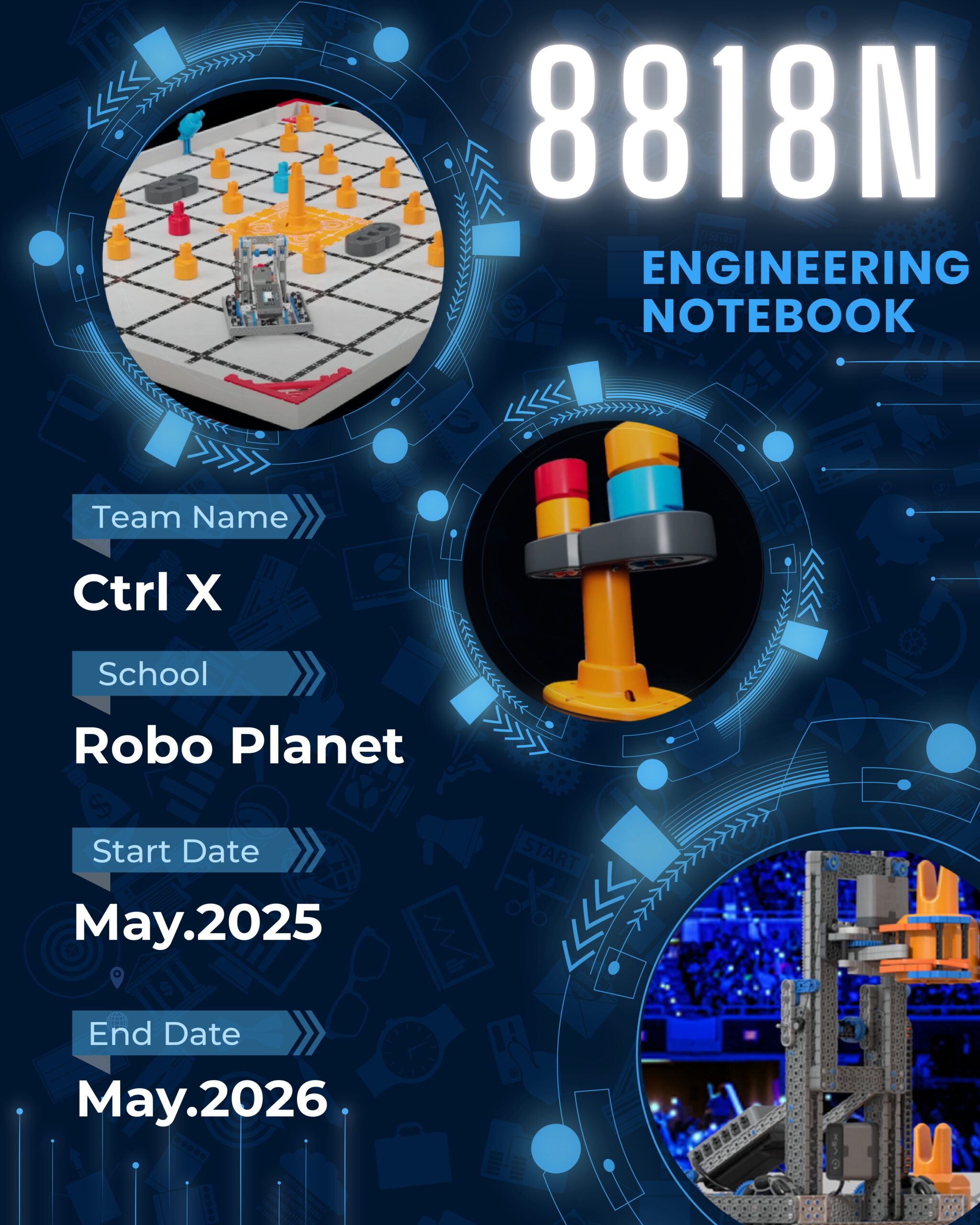 RoboPlanet team engineering notebook cover (team 8818N, Ctrl X)